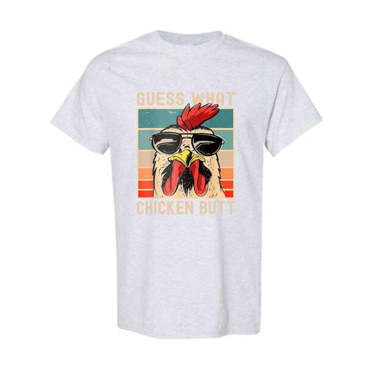 Guess What Shirt - Men's Regular Fit Letter Chicken Print Round Neck Tee - Summer Shirt - Party Shirt - Shirt For men - Full Color Classic Cotton