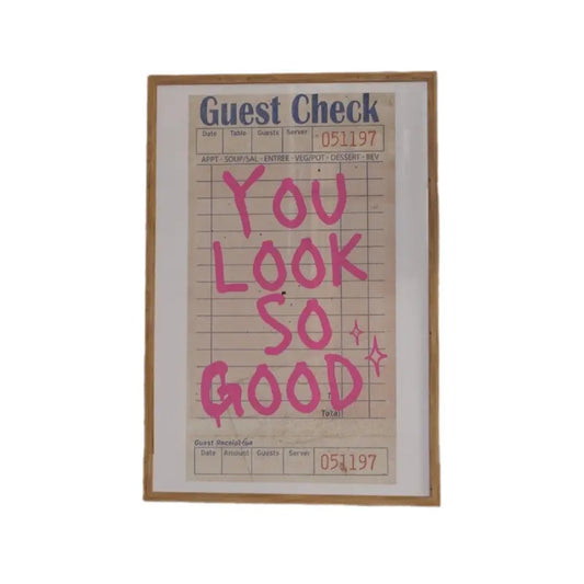 Guest Check Poster, Girly Decor, Trendy Poster Prints, You Look So Good Wall Art Print, Retro Apartment Decor, Poster Prints No Frame, Gifts For Friends Wall Art Decor, Big Wall Decor, Gifts For Birthday Landscape Photo