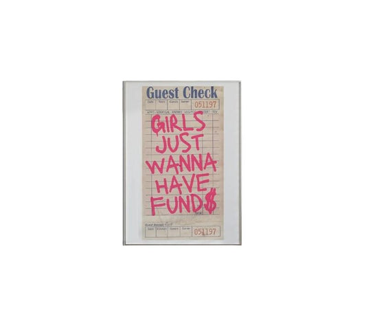 Guest Check Print, Retro Wall Art, Preppy Decor, Girls Just Wanna Have Funds Guest Check Poster, Bar Cart Art Aesthetic, Poster Prints No Frame, Gifts For Her Wall Decor, Wall Art Home Decor, Big Wall Decor, Gifts For Birthday Artwork Landscape
