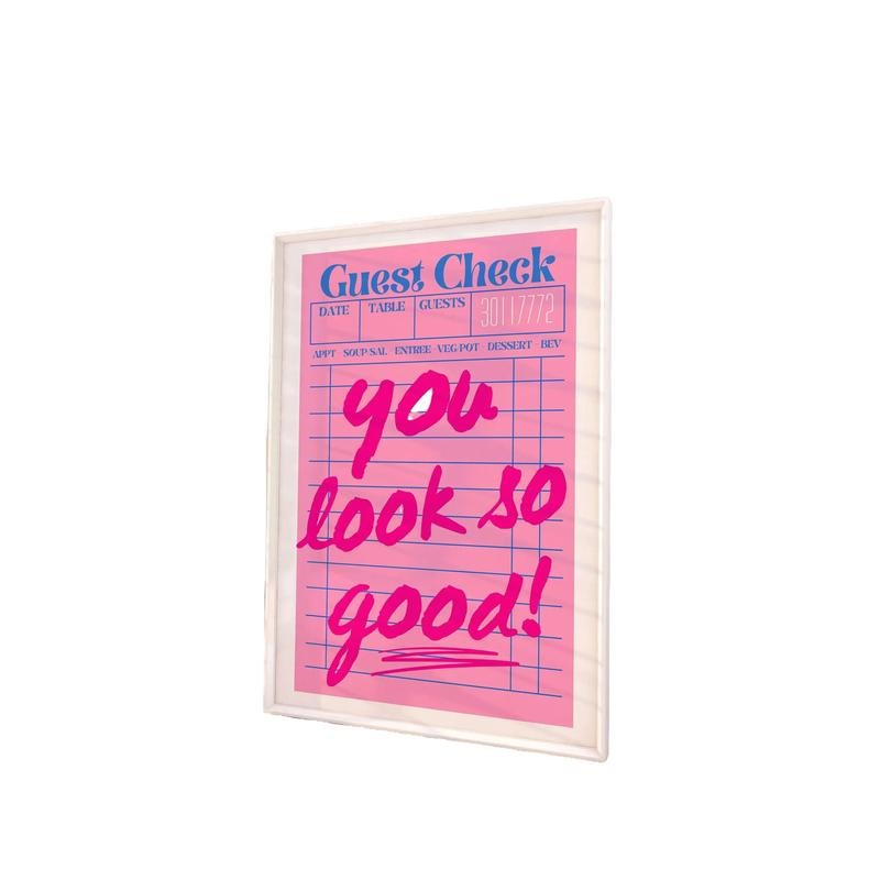 Guest Check Receipt Poster, Funky Retro Trendy Guest Check Print, Bar Cart Art, Girly Wall Art, Aesthetic Preppy Print, Gifts For Women Art Prints, Poster Prints No Frame, Dorm Room Decor, Abstract Wall Art, Gifts For Birthday Christmas