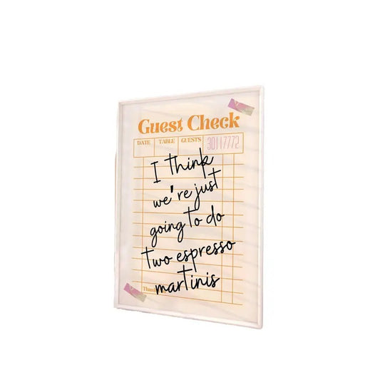 Guest Check Receipt, Espresso Martinis Art, Bar Cart Art Decor, Retro Guest Check Poster, Trendy Kitchen Wall Art Print, Gifts For Girls Art Prints, Poster Prints No Frame, Home Decoration, Wall Art Prints, Gifts For Birthday Christmas Landscape Ornaments