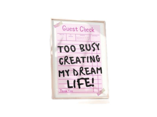 Guest Check Receipt, Too Busy Creating My Dream Life Retro, Trendy Prints, Guest Check Poster, Pink Retro Decor, Gifts For Girls Wall Art Decor, Poster Prints No Frame, Wall Art Home Decor, Gifts For Birthday Christmas Landscape Ornaments
