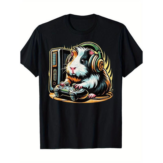 Guinea Pig Shirt Funny Guinea Pig & Video Games Lover Gamer 220g 100% Cotton T-Shirt made in usa