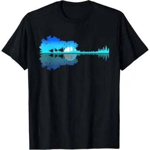 Guitar Lake Shadow Love Guitar Musician T-Shirt Made in USA