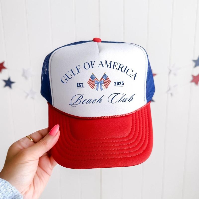Gulf Of America Social Club, Patriotic, Snapback Trucker Hat, America, USA, Independence Day, Patriotic Cap for Women, Sassy Graphic Hats