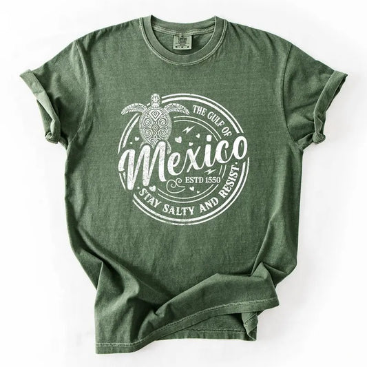 Gulf Of Mexico, Stay Salty, Resist, Turtle, Retro, Vintage Tshirt, Women's Comfort Colors Tee