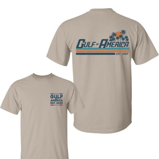 Gulf of America 2 Side T-Shirt, Gulf Coast T-Shirt, Texas Mississippi Florida Beach Crewneck Unisex Cotton T-shirt for Men for Women, All size