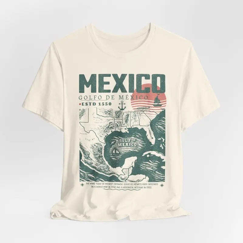 Gulf of Mexico Shirt, Golfo de México 1550 Retro Vintage Art Shirt, Vacation Mexico Shirt, Gulf of Mexico Forever Unisex Tee