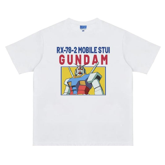 Gundam "RX-78-2" Vintage Oversized Tee Anime T-shirt 100% Cotton Original Design Men's Top for Fans Menswear Tshirt