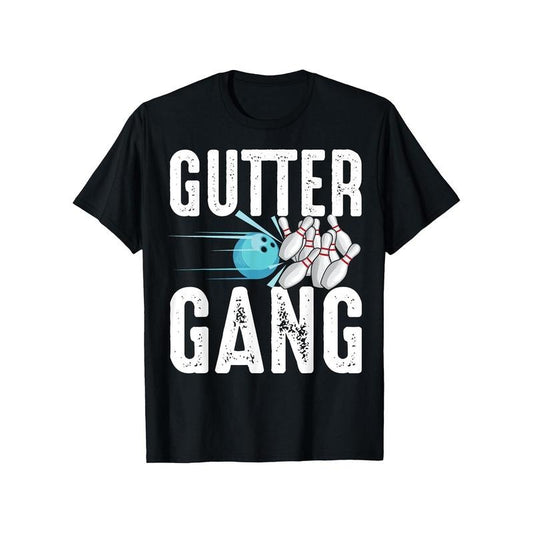 Gutter Gang Bowling Graphic Tee - 100% Cotton,, Casual Round Neck Short Sleeve T-Shirt for Men & Women - Perfect Summer Fashion Gift made in usa