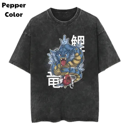 Gyarados Print Vintage Tee, Gyarados T-Shirt, Pokemon Graphic Tees, Pokemon Shirt, Unisex Anime Shirt, Menswear Womenswear Streetwearstyle{n002}3