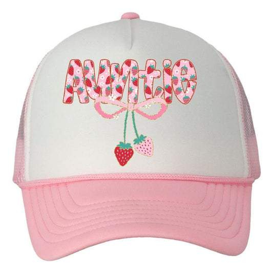 HAT - Auntie Strawberry Coquette Foam Mesh Trucker Hat 'NLB'