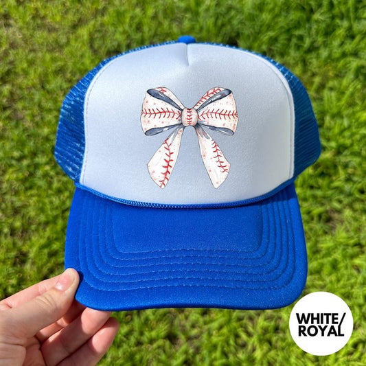 HAT - Baseball Sketched Bow Foam Mesh Trucker Hat 'NLB'