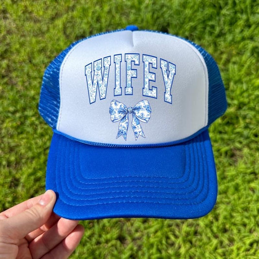 HAT - Wifey Ginger Jar Florals Foam Mesh Trucker Hat 'NLB'