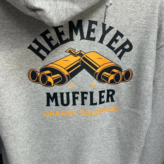 HEEMEYER MUFFLER Hoodie in Gray with Yellow Binoculars Design, Soft Cotton Sweater for Men