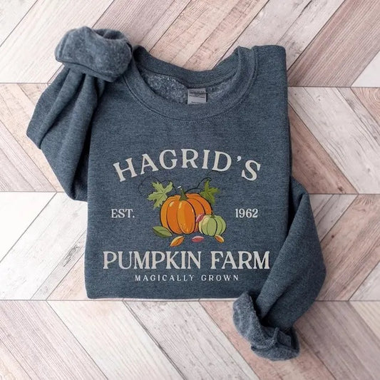 Hagrid's Pumpkin Farm Shirt, Thanksgiving 2024, Fall Sweatshirt, Halloween Sweatshirt, Pumpkin Sweatshirt, Fall Shirt,Book Lover Gift Menswear Hoodie
