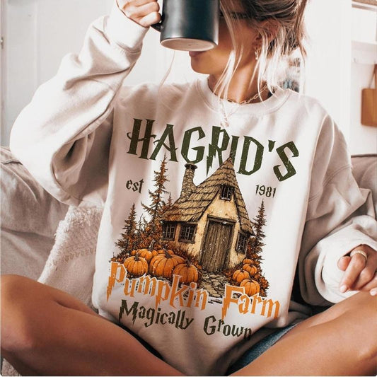Hagrid's Pumpkin Farm est 1981 Fall Season Sweatshirt, Autumn Retro Pumpkin Patch Tee, Pumpkin Season Fall Vibes Shirt, Fall Girl Pumpkin Spice Gift