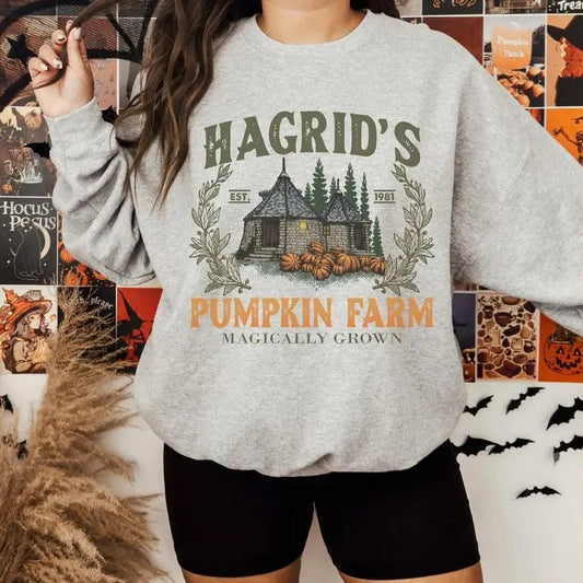 Hagrid's Pumpkin Patch Sweatshirt - Tshirt - Hoodie, Vinntage Fall Shirt, Retro Halloween Shirt, Pumpkin Patch Sweatshirt, Wizard Halloween Shirt, Spooky Season,Gift For Men, Gift For Girl