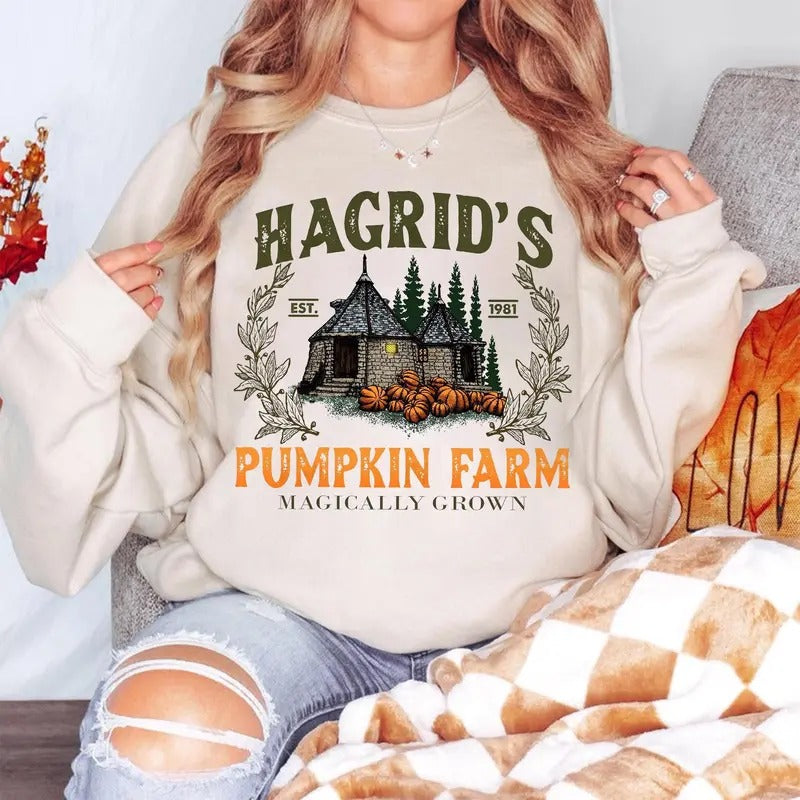 Hagrid's Pumpkin Patch Sweatshirt, Fall Sweatshirt, Hagdrid&#39;s Pumpkin Farm Shirt,Halloween Tee,Spooky Season