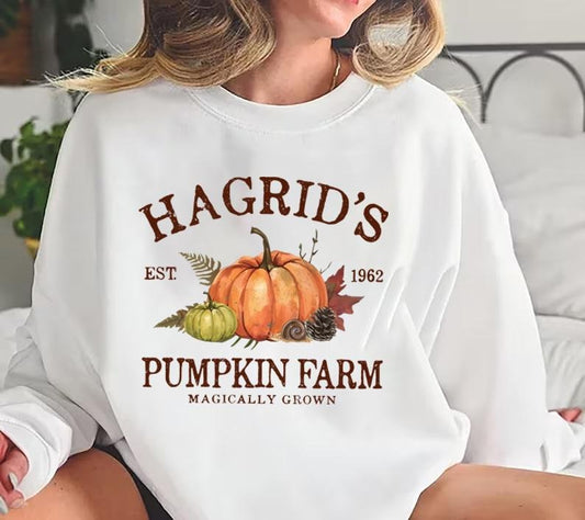 Hagrid's Pumpkin Patch Sweatshirt, Pumpkin Patch Shirt, Retro Halloween T-Shirt, Fall Sweatshirt, Wizard Tee, Autumn Fall Halloween Thanksgiving Sweatshirt, Pumpkin Fall Sweatshirt, Spooky Season T-Shirt, HP Fan Gift
