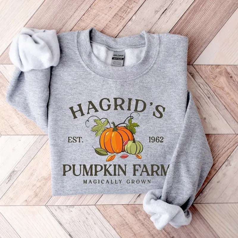 Hagrids Pumpkin Patch Sweatshirt, Vintage Halloween Fall Sweatshirt, Pumpkin Farm Sweater, Pumpkin Fall Thanksgiving Sweatshirt - Unisex Crewneck Sweatshirt for Men and Women - Pullover, Womenswear