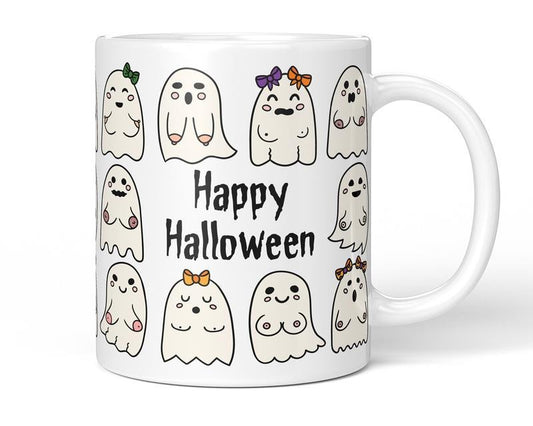 Halloween Boob Mug, 11Oz 15Oz, Spooky And Fun Ghost, Graphic Tees, Funny Coffee Mug Gift