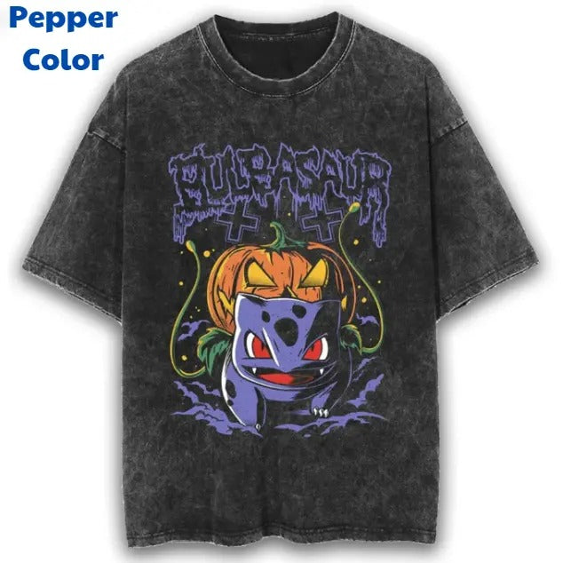 Halloween Bulbasaur Vintage Tee, Bulbasaur T-Shirt, Pokemon Graphic Tees, Unisex Anime Shirt, Sweatshirt, Gym Shirt Menswear Womenswear Streetwear