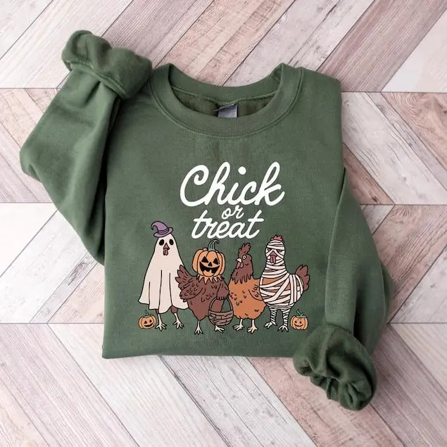 Halloween Chick or Treat Sweatshirt, Halloween Chicken Sweatshirt, Halloween Funny Chicken Shirt, Ghost Chicken Shirt, Chicken Lovers  T-shirt, sweater and Hoodie