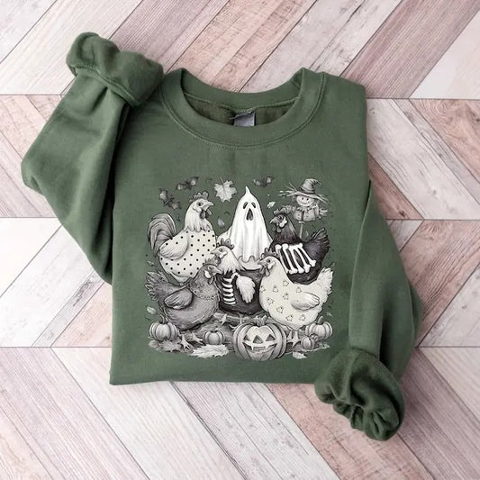 Halloween Chicken Sweatshirt, Halloween Chicken Shirt, Chicken Lover Gift, Funny Chicken Shirt, Ghost Chickens Tee, Fall Chicken  T-shirt, sweater and Hoodie