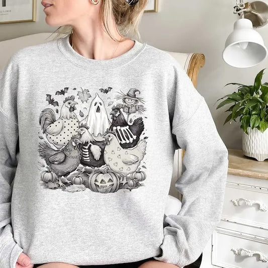 Halloween Chicken Sweatshirt, Halloween Chicken T-Shirt, Chicken Lover Gift, Funny Chicken Shirt, Ghost Chickens Tee, Fall ChickenT-  T-shirt, sweater and Hoodie