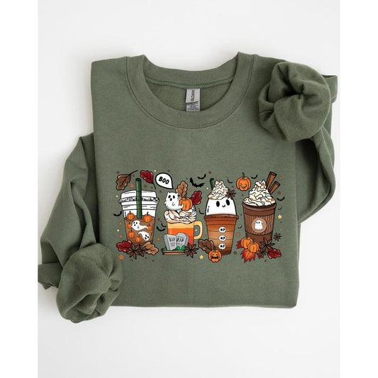 Halloween Coffee, Horror Movie, Spooky, Skeleton, Ghost, Witch, Skull, Aesthetic, Meme, Halloween, Costume Sweatshirt