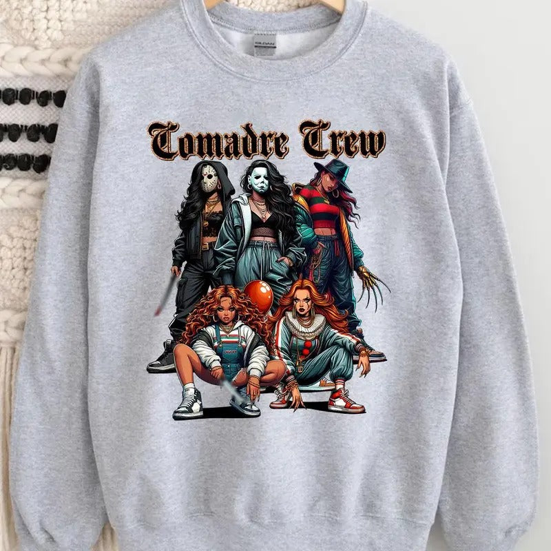 Halloween Comadre Crew T-Shirt Sweatshirt Hoodie, Halloween Horror Characters Shirt, Halloween Graphic Tee Shirt