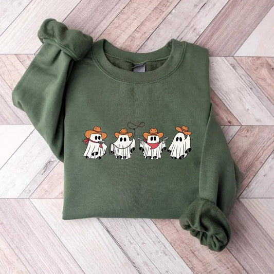 Halloween Cowboy Sweatshirt, Halloween Western Sweatshirt,  Halloween Tee, Halloween Cowboy Ghost Tee, Western Shirt