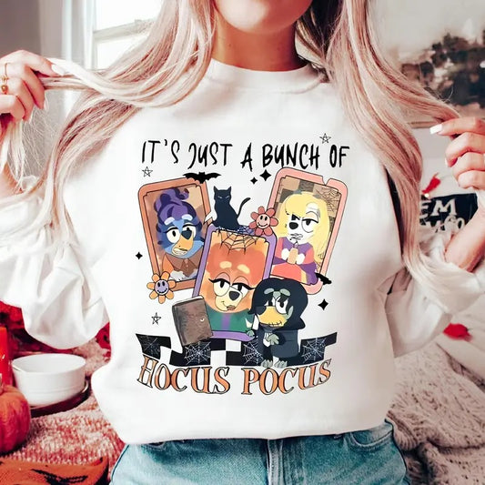 Halloween Cute Dog It's Just A Bunch Of Hocus Pocus Shirt Cute Dog Halloween Shirt Halloween Vibes Tee Cute Dog And Friends Shirt