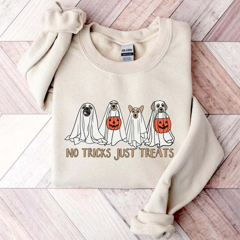 Halloween Dog Sweatshirt|Ghost Dog Sweatshirt|Halloween Shirt|Dog Lover Gift|Spooky Season|Dog T-Shirt|Ghost Halloween Sweatshirt|Fall Tee
