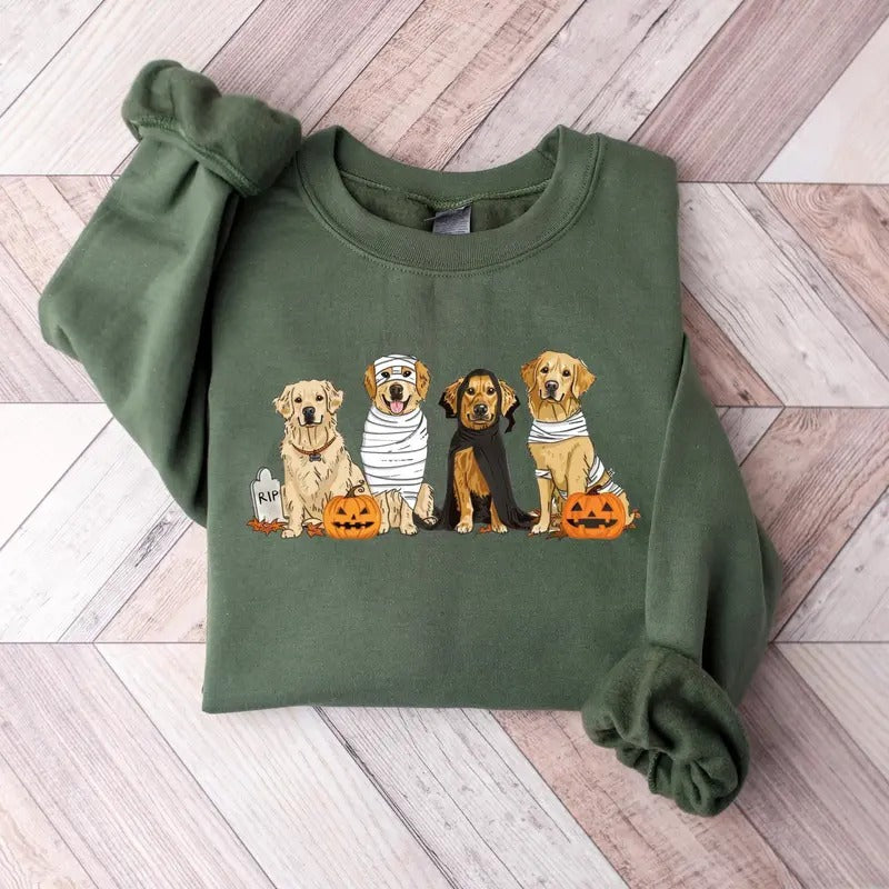 Halloween Dog Sweatshirt, Golden Retriever Ghost Dogs sweatshirt, Halloween Sweatshirt, Halloween Sweater, Ghost Sweatshirt