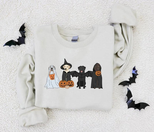 Halloween Ghost Dogs Sweatshirt, Ghost Dogs Pumpkin Sweater, Halloween Dog Tee Shirt, Fall Shirts, Pumpkin Sweater, Spooky Season T-Shirt, Dog Lover Gift