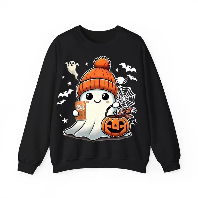 Halloween Ghost Pepper Sweatshirts, Cute Ghost Sweatshirt, Pumpkin Pepper , Cute Fall Sweatshirt, Spooky Season , Gift For Halloween, Unisex Classic Cotton Tee with Graphic Print in All Sizes, For Men, For Women