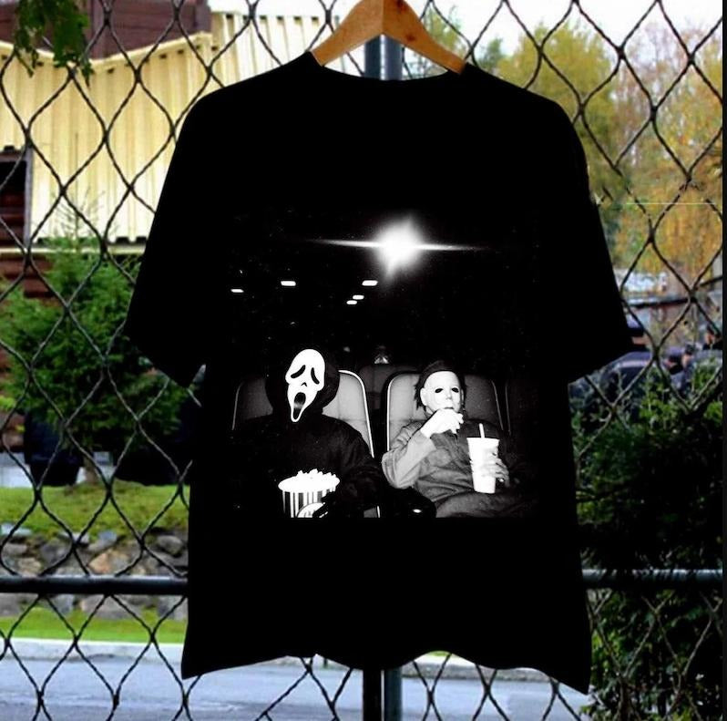 Halloween Michael Myers and Ghost Face Shirt, Halloween Horror Movie Fan Classic Cotton