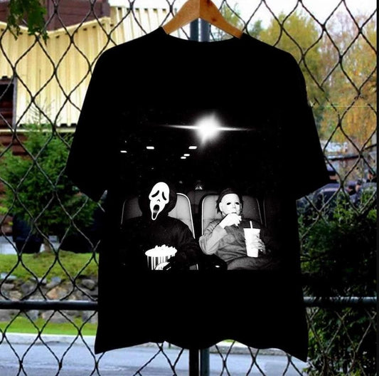 Halloween Michael Myers and Ghost Face Shirt, Halloween Horror Movie Fan Classic Cotton