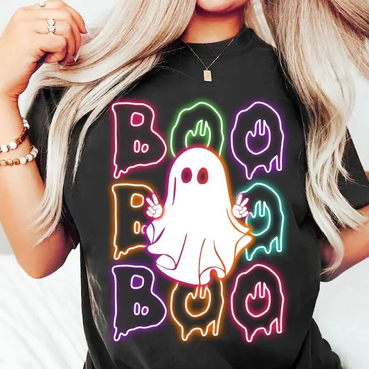 Halloween Neon Shirt, Halloween Ghost Neon Sweatshirt, Halloween Pumpkin Shirt, Spooky Season Sweatshirt, Boujee Ghost, Spooky Vibe, Halloween Sweatshirt, Sarcastic Graphic Tee, Unisex Classic Cotton Tee, For Men, For Women