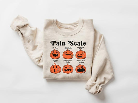 Halloween Nurse Pain Scale Sweatshirt, Fall Pumpkin Nurse T-Shirt, Halloween Pumpkin RN ER Shirt, Pediatric Nurse, Nicu Nurse, Registered Nurse Shirt