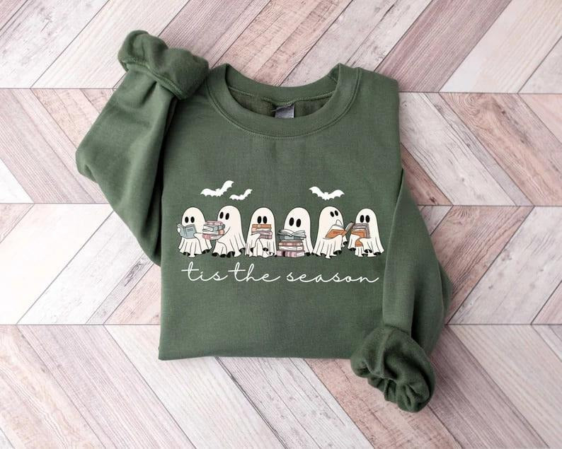 Halloween Reading Books Sweatshirt, Cute Books Lovers Halloween Shirt, Halloween Ghost Shirt, Bookish Halloween Shirt, Spooky Season, Ghost Book Sweatshirt