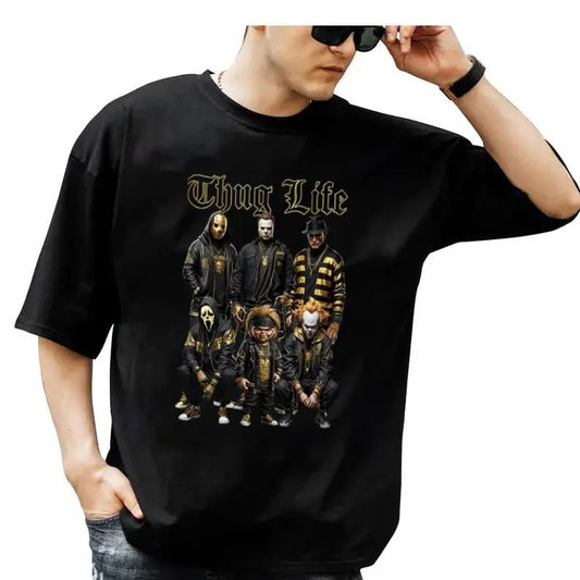Halloween Thuglife Shirt, Horror Characters Shirt, Halloween Graphic Tee Shirt, Hororr Movie Shirt, Spooky Season, Unisex Short Sleeve Tee Shirt