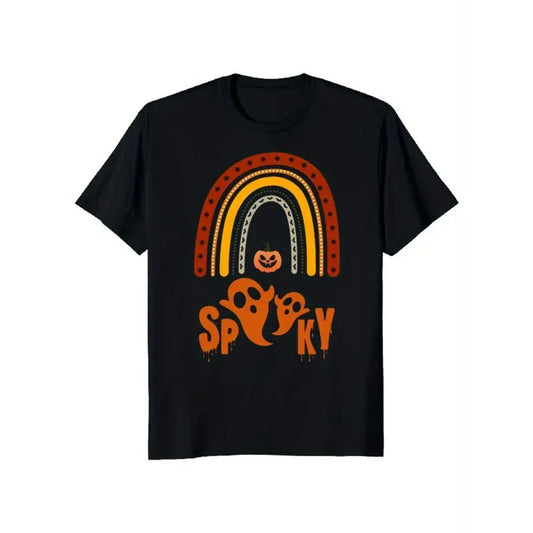 Halloween letter pattern trend Frontline Personalized flat print Men's T-shirt comfortable summer cool leisure sports preferred Made in USA