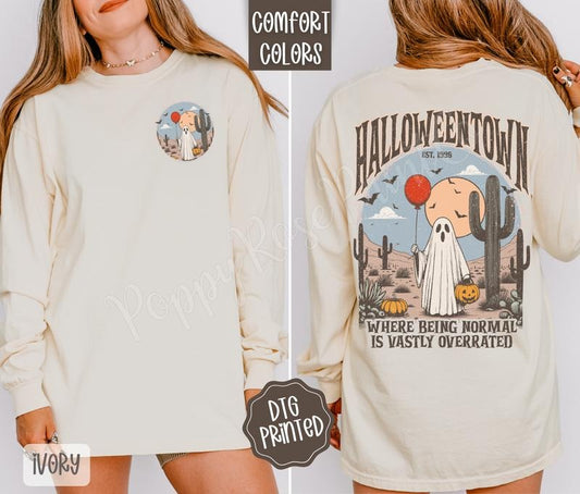 Halloweentown Comfort Colors Long Sleeve T-Shirt, Cute Women's Autumn Tee