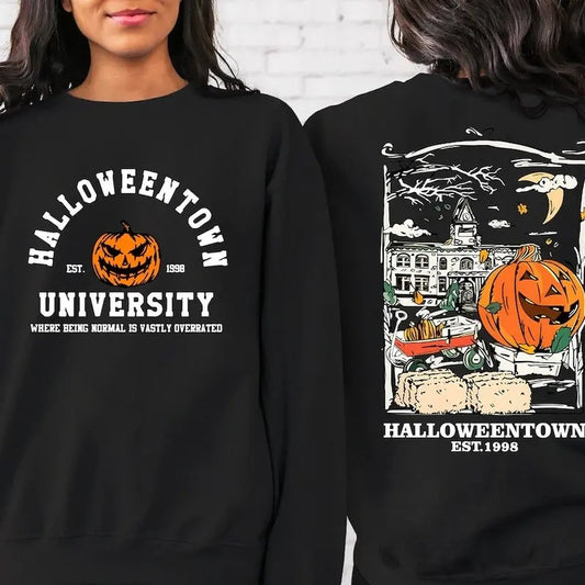 Halloweentown Est 1998 Back and Front Sweatshirt, Retro Halloween Town Crewneck Sweater, Halloweentown University Halloween Fall Sweatshirt