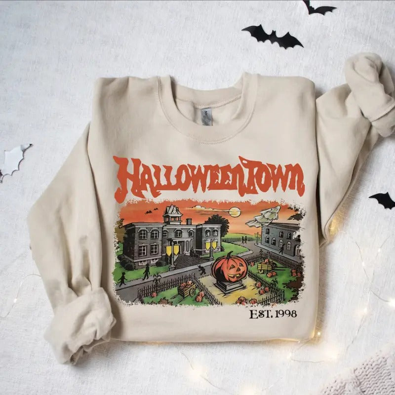 Halloweentown Est 1998 Sweatshirt, Halloweentown University, Retro Halloweentown Sweatshirt, Fall Sweatshirt, Halloween Sweatshirt Menswear Hoodie
