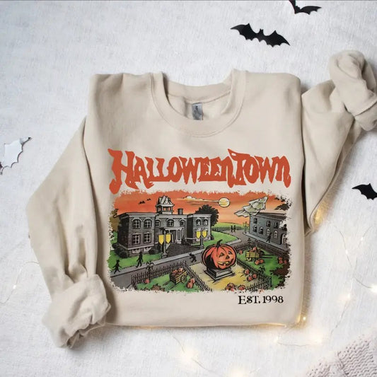Halloweentown Est 1998 Sweatshirt, Halloweentown University, Retro Halloweentown Sweatshirt, Fall Sweatshirt, Halloween Sweatshirt Menswear Hoodie