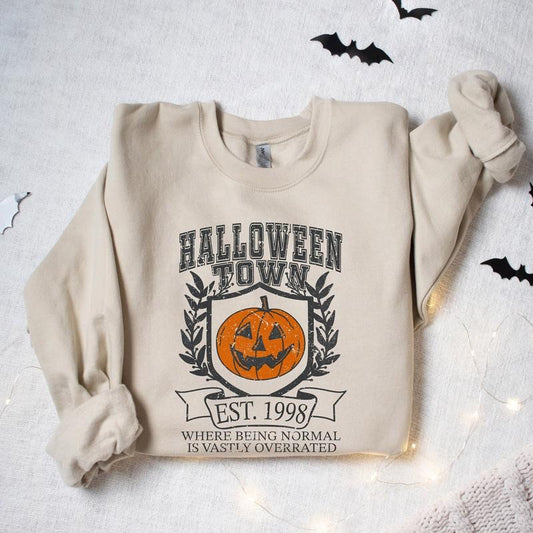 Halloweentown University Sweatshirt, Halloween Town Est 1998 Sweatshirt, Fall Sweatshirt, Pumpkin Shirt, Womens Halloween Sweatshirt Check Cotton Fabric Fit